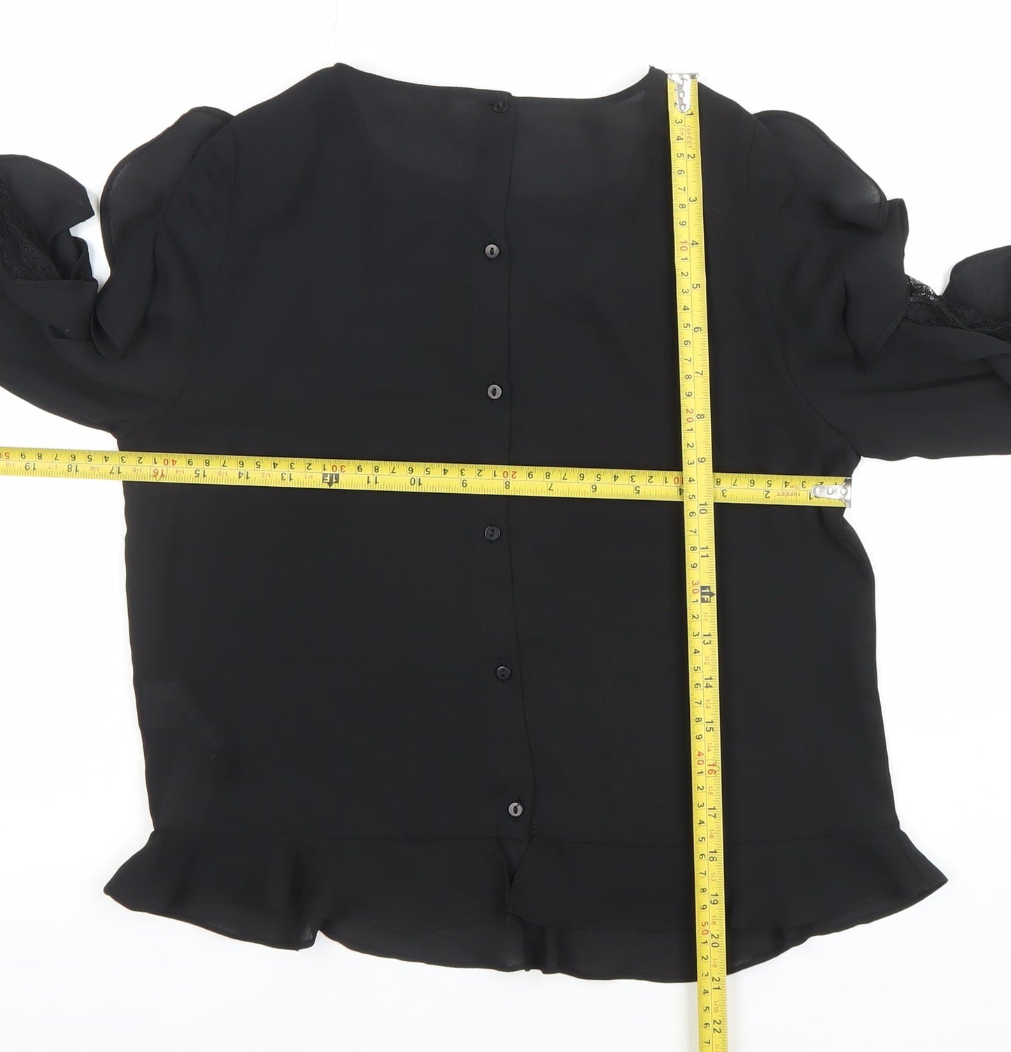 Womens UK Size XS Zara Black Tunic Blouse
