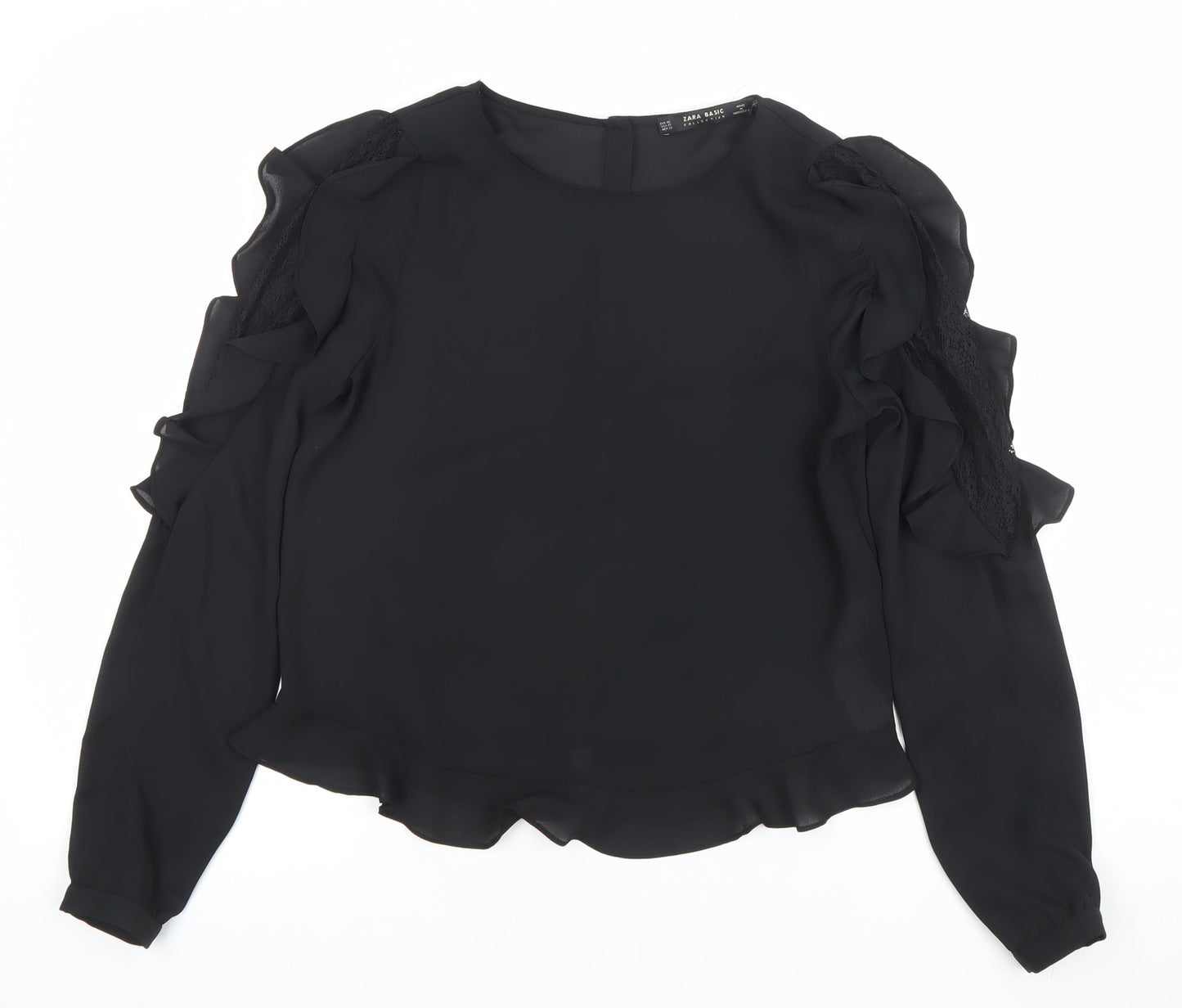 Womens UK Size XS Zara Black Tunic Blouse