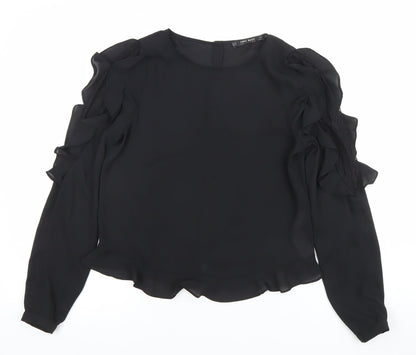 Womens UK Size XS Zara Black Tunic Blouse