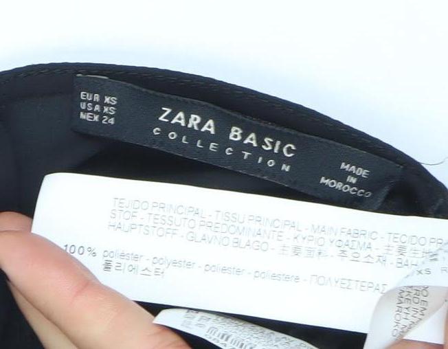 Womens UK Size XS Zara Black Tunic Blouse
