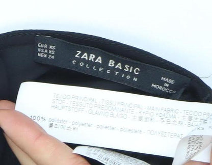 Womens UK Size XS Zara Black Tunic Blouse