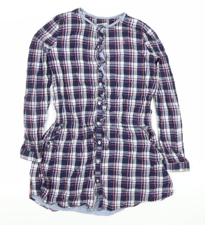 Original Penguin Girls Navy Check Shirt Dress 14-15 Years Cotton Long Sleeve