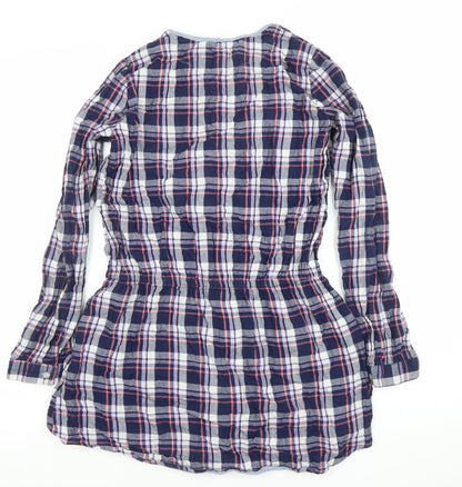 Original Penguin Girls Navy Check Shirt Dress 14-15 Years Cotton Long Sleeve