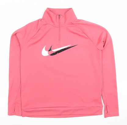 Nike Women's Pink Dri-Fit 1/4 Zip Long Sleeve Running Top Size S