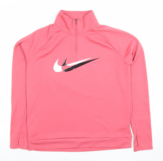 Nike Women's Pink Dri-Fit 1/4 Zip Long Sleeve Running Top Size S