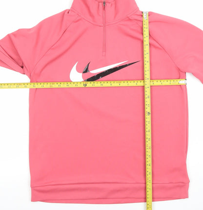 Nike Women's Pink Dri-Fit 1/4 Zip Long Sleeve Running Top Size S