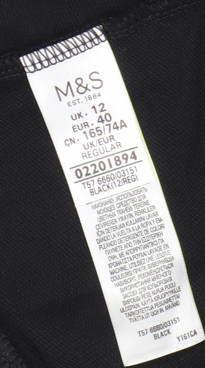 Marks and Spencer Women's Black Slim Fit Stretch Active Leggings Size 12