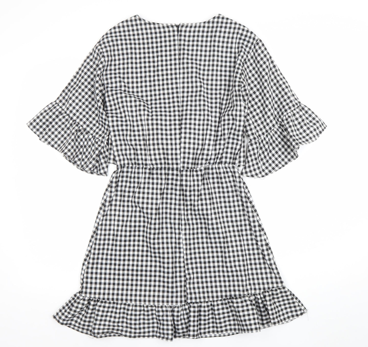 Primark Women’s Black Gingham Embroidered Short Shift Dress Size 10