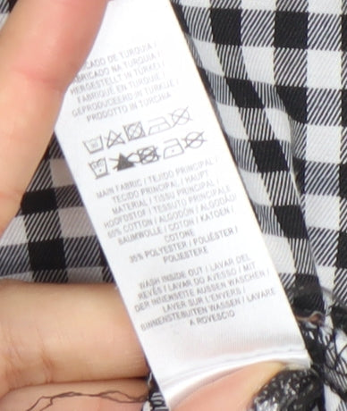 Primark Women’s Black Gingham Embroidered Short Shift Dress Size 10