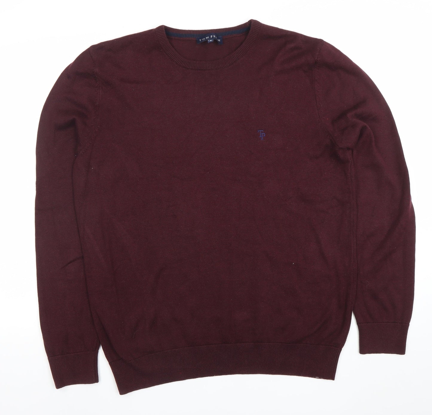 Tom Penn Men's XL Red Cotton Crew Neck Jumper