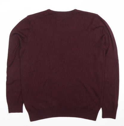 Tom Penn Men's XL Red Cotton Crew Neck Jumper