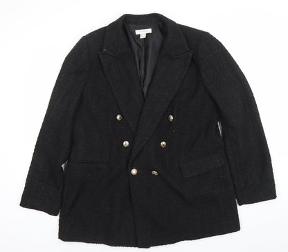 Primark Women's Black Double-Breasted Tweed Blazer UK 16