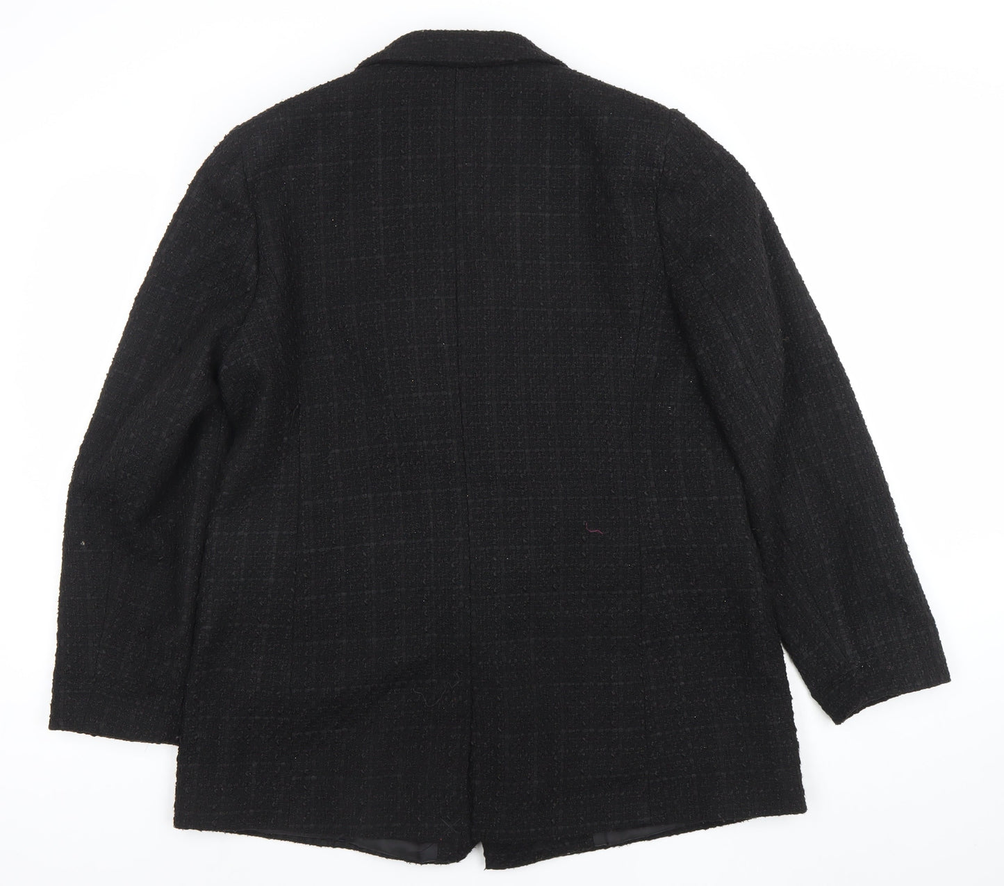 Primark Women's Black Double-Breasted Tweed Blazer UK 16