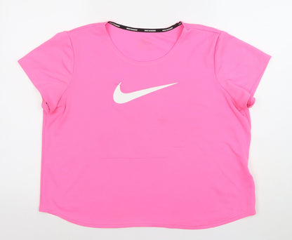 Nike Women's Pink Dri-FIT Running T-Shirt Size L Breathable Activewear Top