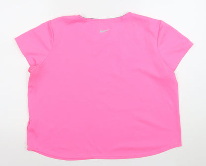 Nike Women's Pink Dri-FIT Running T-Shirt Size L Breathable Activewear Top