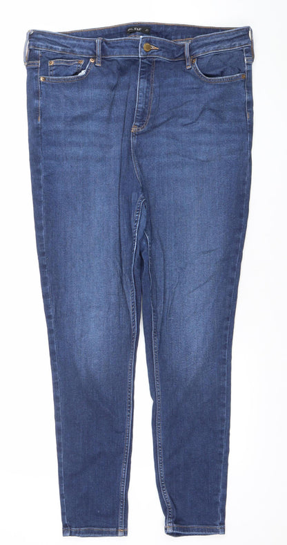 F&F Women Blue Stretch Skinny Jeans Size 18 Mid Rise Denim