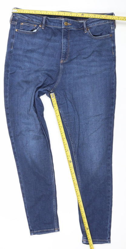 F&F Women Blue Stretch Skinny Jeans Size 18 Mid Rise Denim