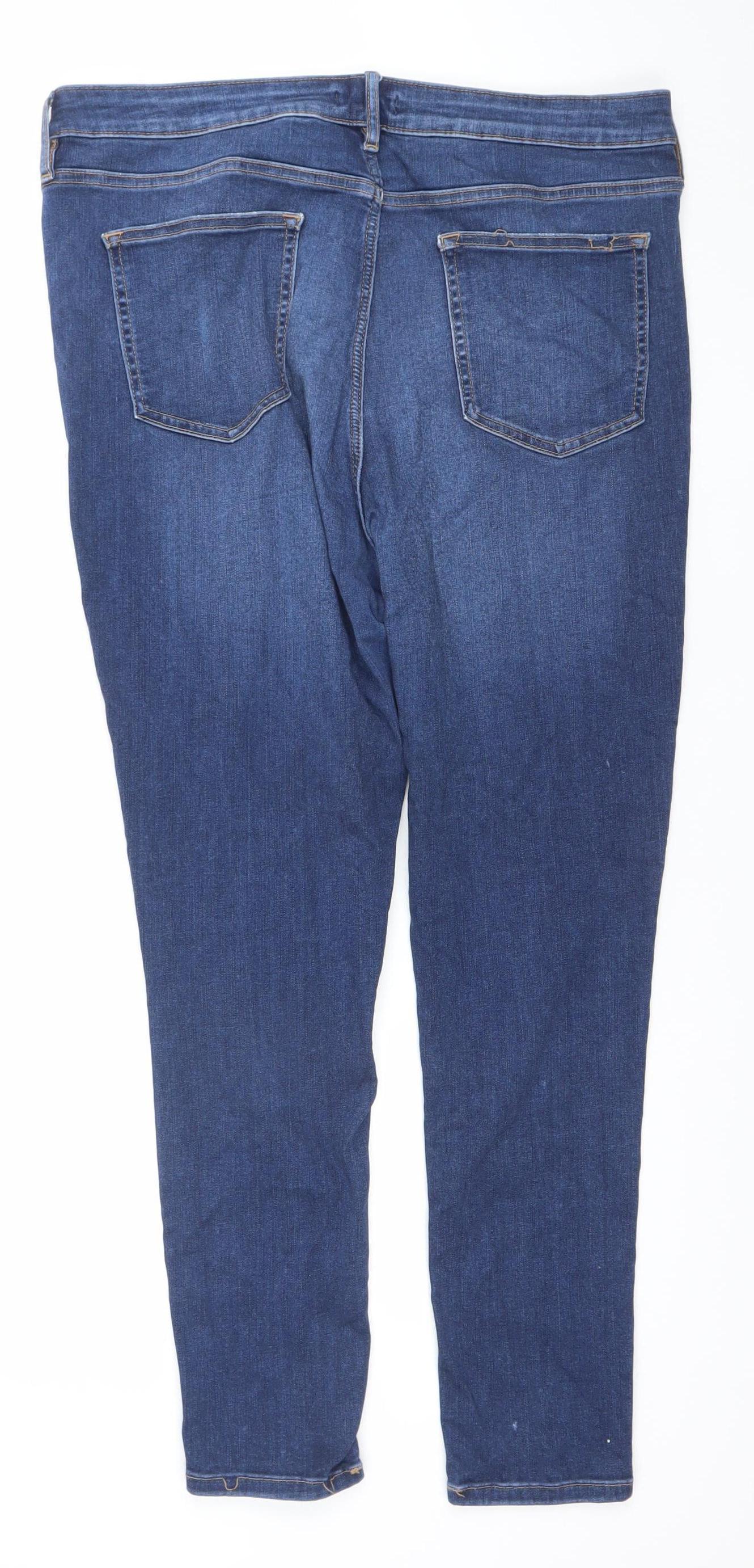 F&F Women Blue Stretch Skinny Jeans Size 18 Mid Rise Denim