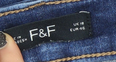 F&F Women Blue Stretch Skinny Jeans Size 18 Mid Rise Denim