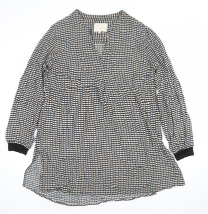 Part Two Women’s Black Geometric V-Neck Shirt Dress Size 14