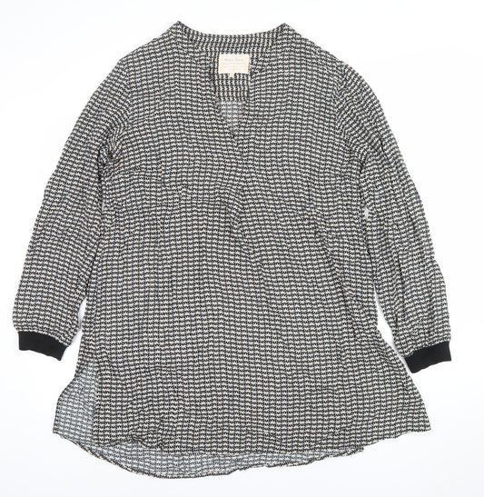 Part Two Women’s Black Geometric V-Neck Shirt Dress Size 14