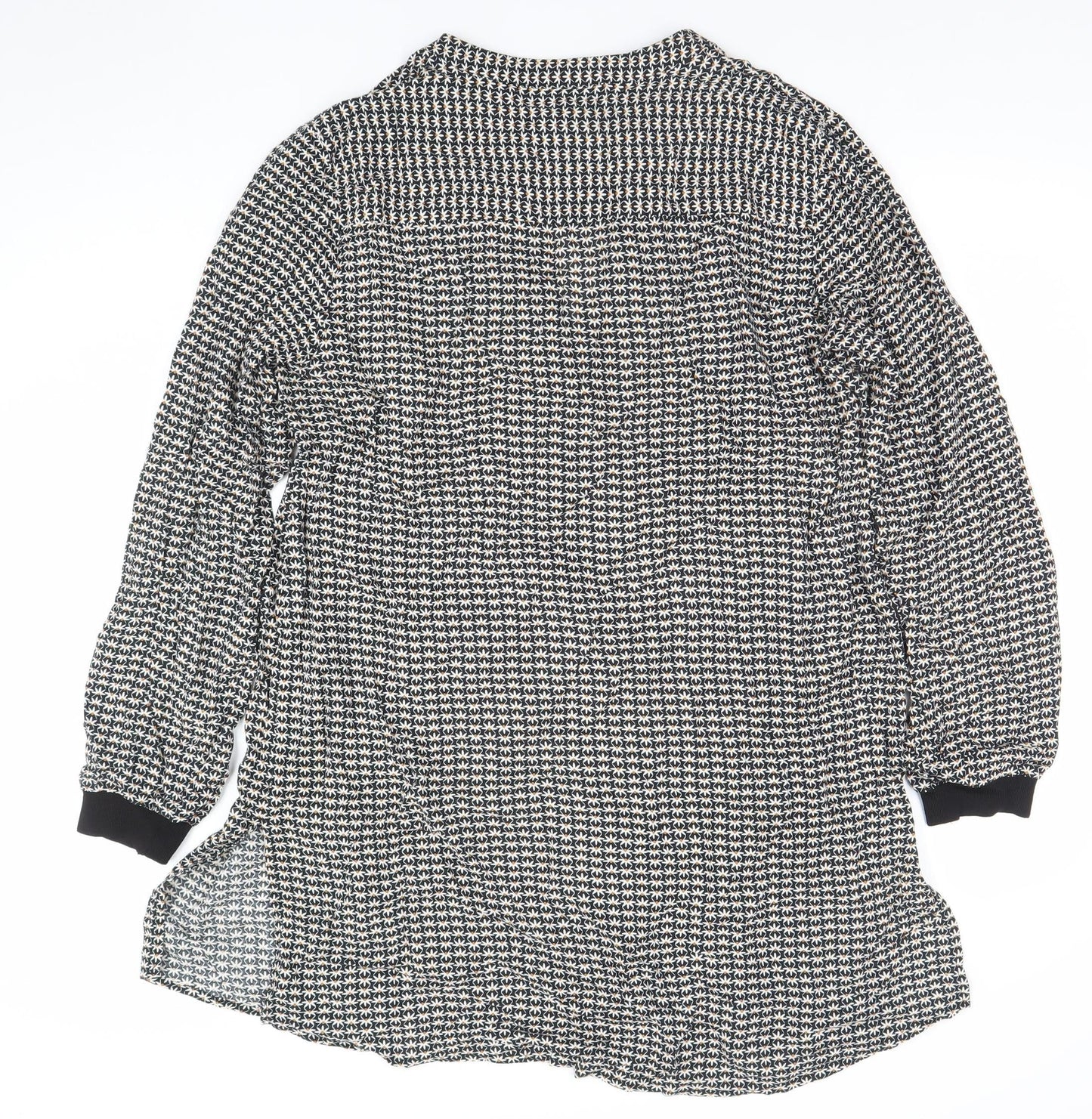 Part Two Women’s Black Geometric V-Neck Shirt Dress Size 14