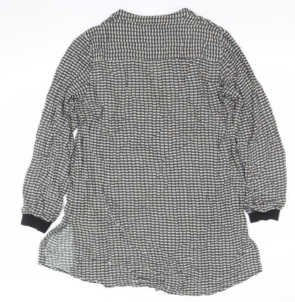 Part Two Women’s Black Geometric V-Neck Shirt Dress Size 14