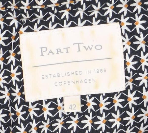 Part Two Women’s Black Geometric V-Neck Shirt Dress Size 14