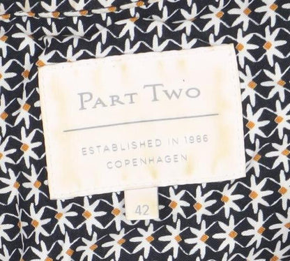 Part Two Women’s Black Geometric V-Neck Shirt Dress Size 14