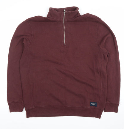 Abercrombie & Fitch Men's Brown L Half Zip Fleece Sweatshirt