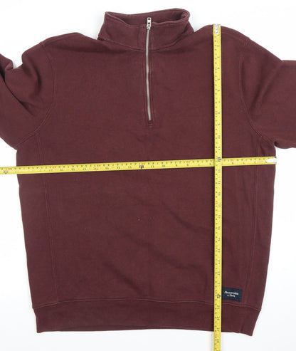 Abercrombie & Fitch Men's Brown L Half Zip Fleece Sweatshirt