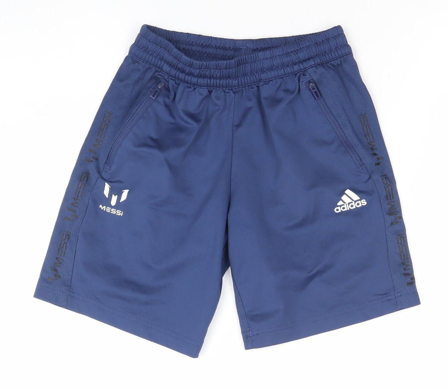 adidas Boys Blue Messi Athletic Football Shorts 9-10 Years 100% Polyester