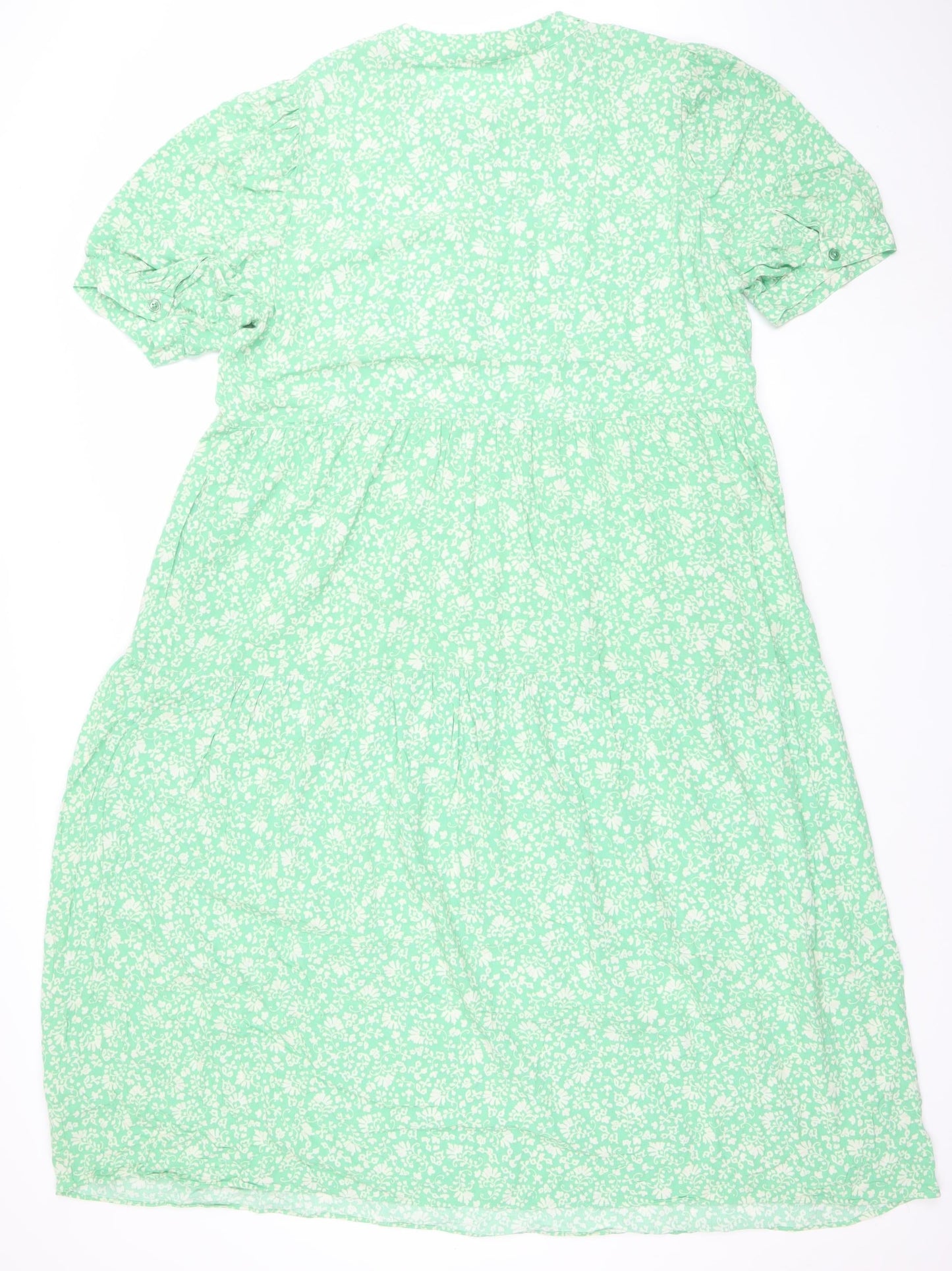 Marks and Spencer Women Green Floral A-Line Midi Dress Size 16