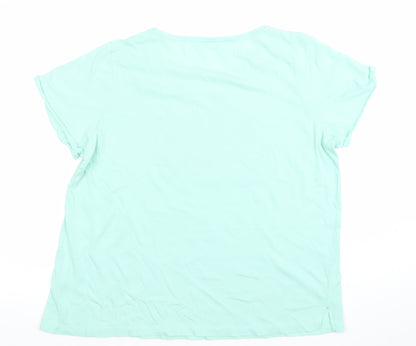 Womens UK Size 2XL TEX Green Basic T-Shirt
