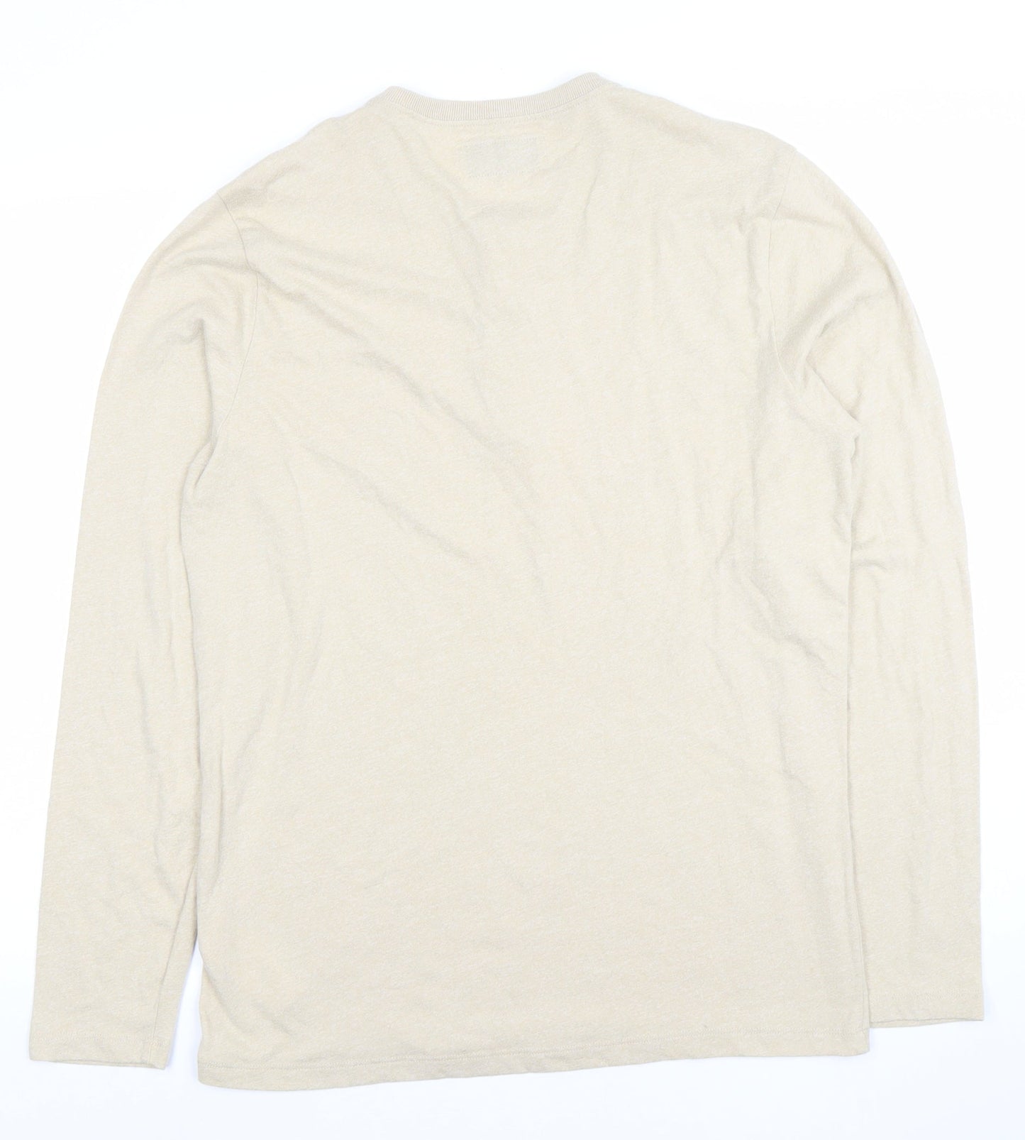 Abercrombie & Fitch Men's Beige Long Sleeve Henley T-Shirt Size L