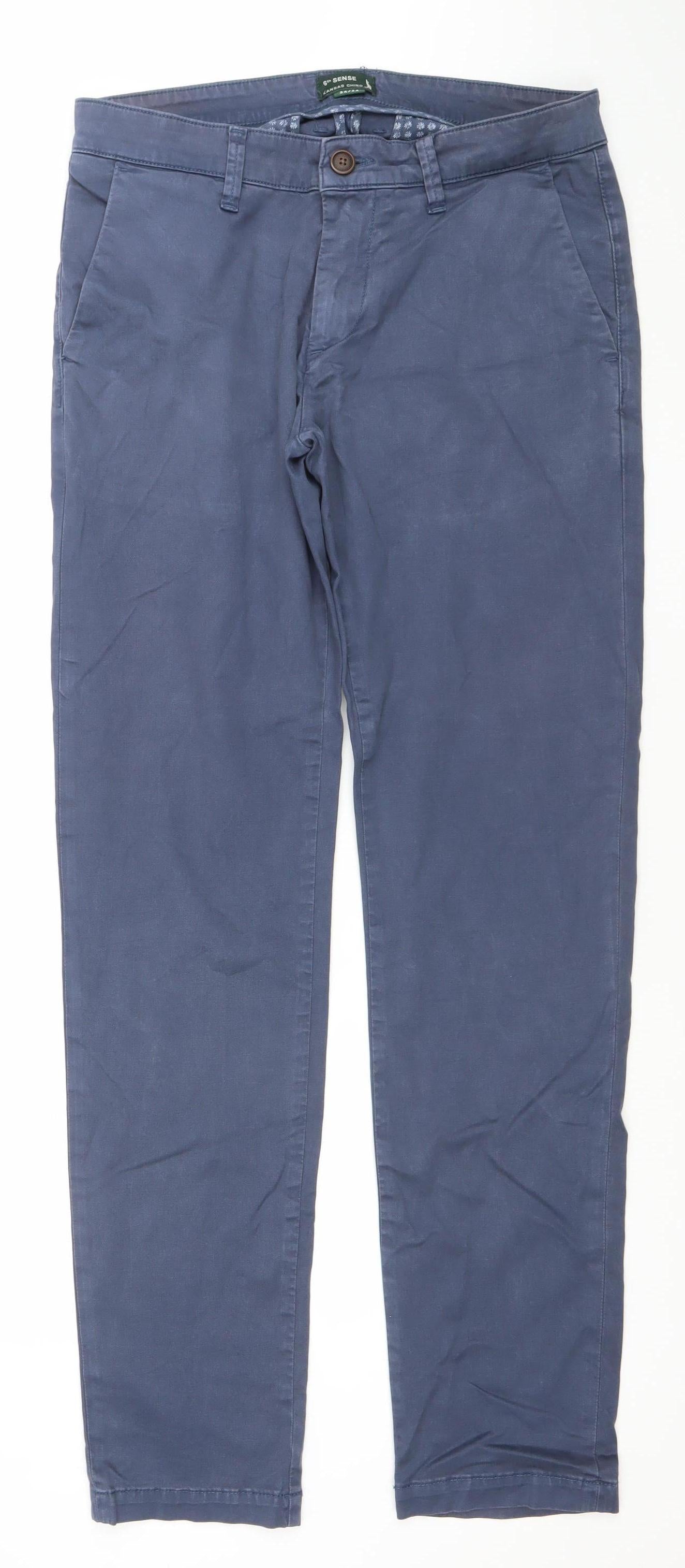 Mens UK Size 34 6th Sense Regular Fit Chino Blue Trousers