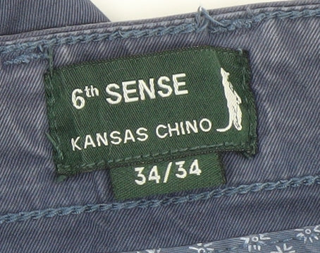 Mens UK Size 34 6th Sense Regular Fit Chino Blue Trousers