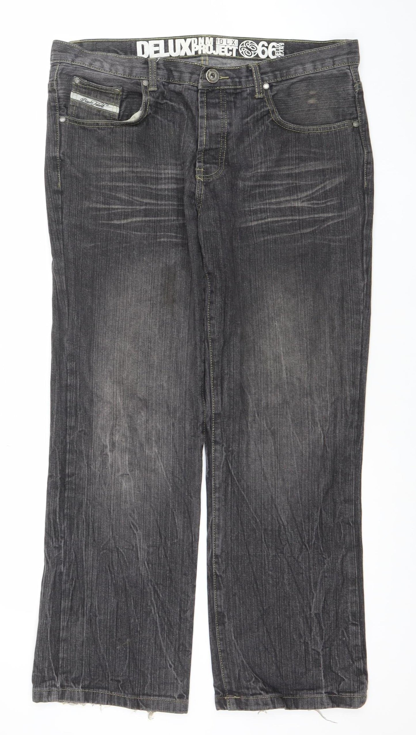 Dunnes Men's Black Denim Jeans Size 36W 32L Straight Fit Cotton