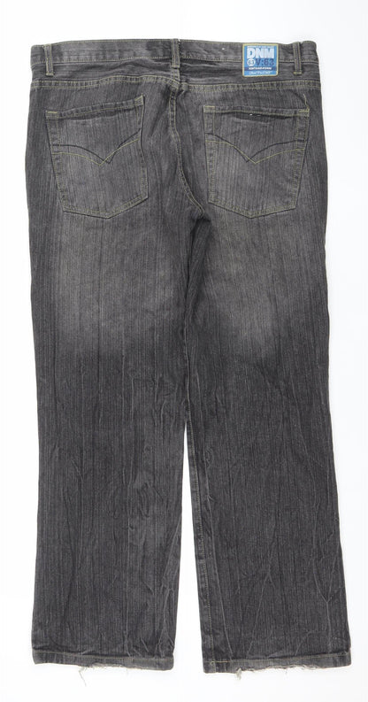 Dunnes Men's Black Denim Jeans Size 36W 32L Straight Fit Cotton