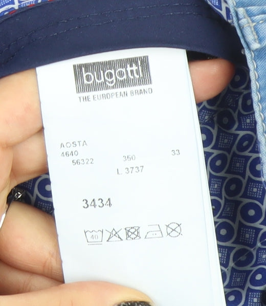 Mens UK Size M Bugatti Regular Fit Chino Blue Trousers