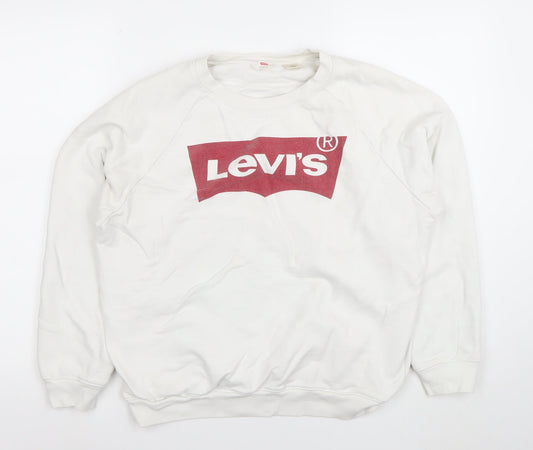 Womens UK Size M Levi's White Pullover Sweatshirt