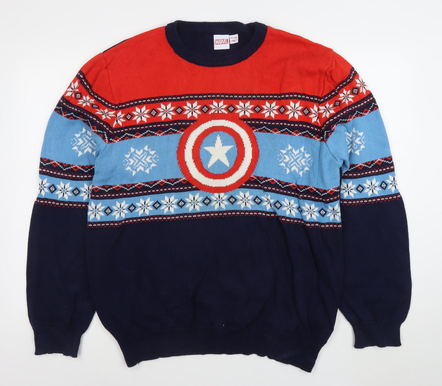 Marvel Men’s 2XL Multicoloured Captain America Fair Isle Christmas Jumper