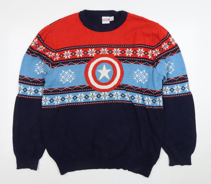 Marvel Men’s 2XL Multicoloured Captain America Fair Isle Christmas Jumper
