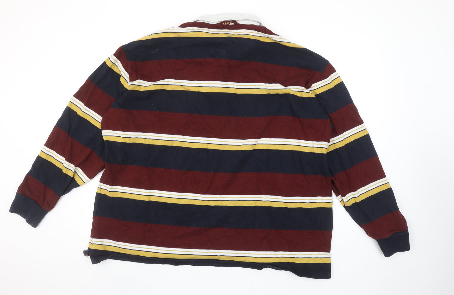 Marks and Spencer Men's Claret Stripe Long Sleeve Polo 3XL Regular Fit