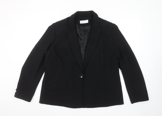 Berkertex Women Black Size 20 Single-Breasted Blazer Jacket