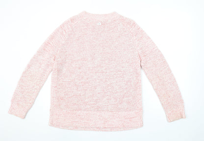 Barbour Women Pink Cotton Jumper Size 14 Crew Neck Knit