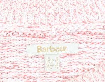 Barbour Women Pink Cotton Jumper Size 14 Crew Neck Knit