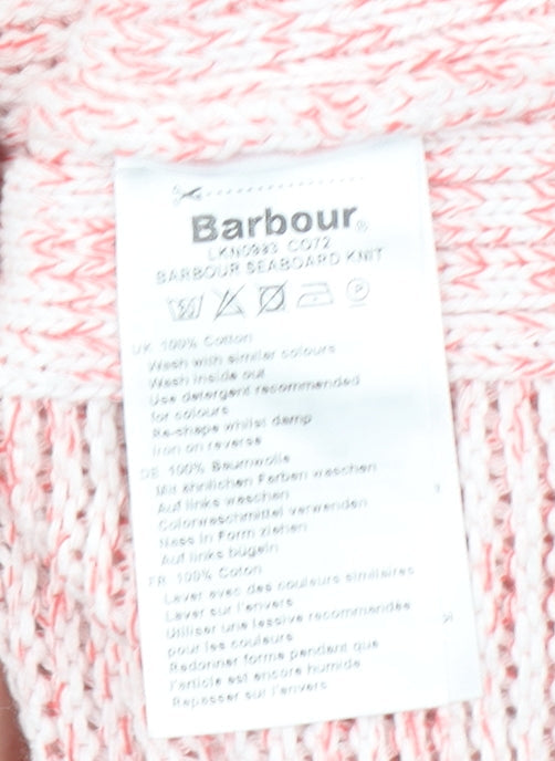 Barbour Women Pink Cotton Jumper Size 14 Crew Neck Knit