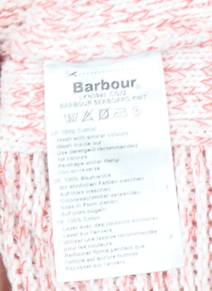 Barbour Women Pink Cotton Jumper Size 14 Crew Neck Knit