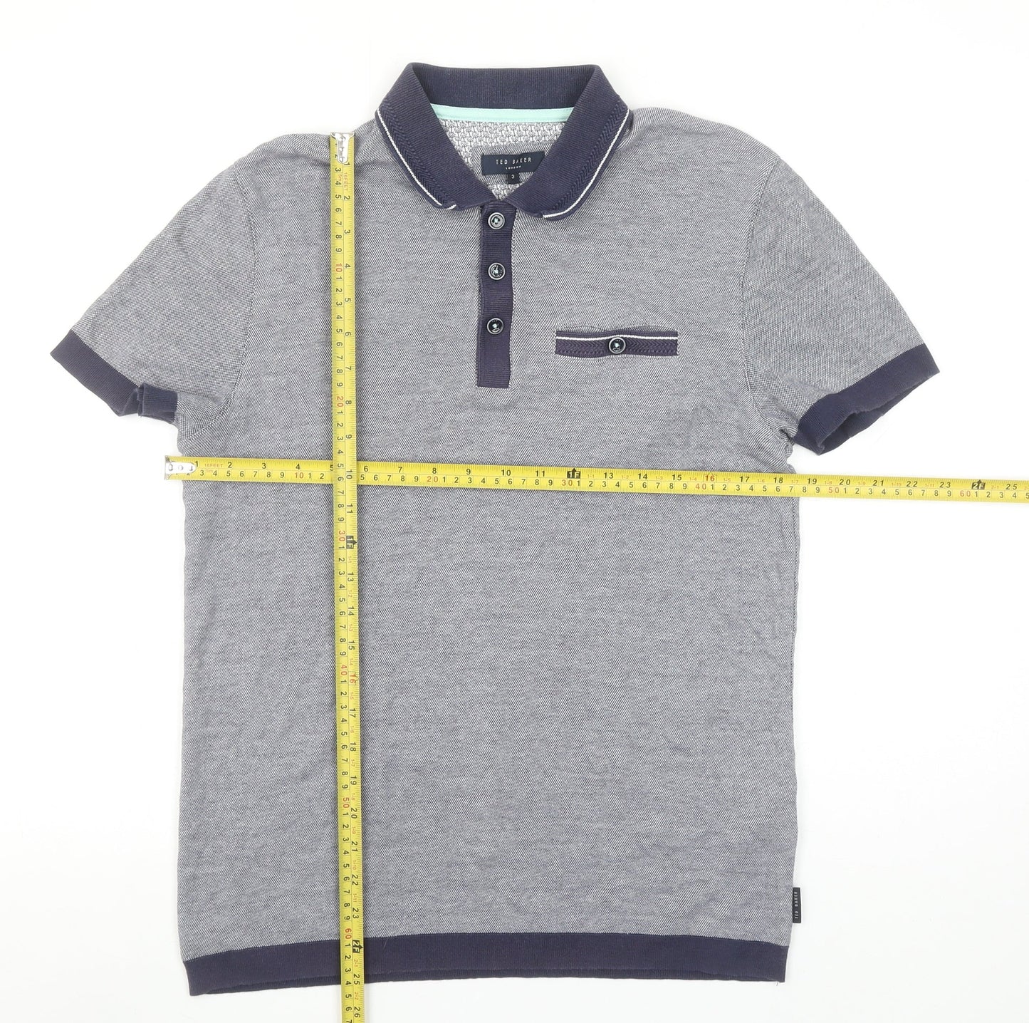 Ted Baker Men's Grey Cotton Polo Shirt Size M Short Sleeve Smart Casual